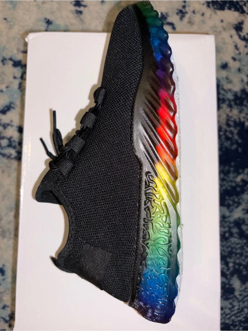 Wanted Affinity Black Knit Sneaker with Rainbow Sole Size 6.5